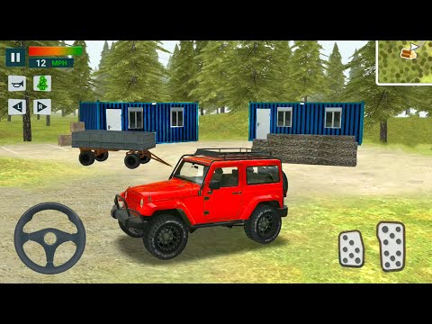 Jeep SUV Driving In Off-Road Forest #6 - Logs Towing Through Forest - Android Gameplay
