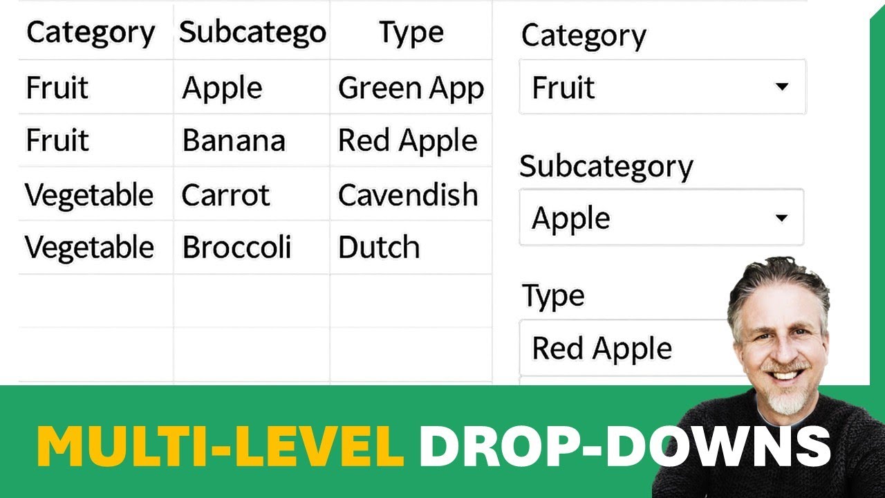 Multi-level Dependent Drop-Down Lists (Cascading) Based on Table with Dynamic Array Formulas
