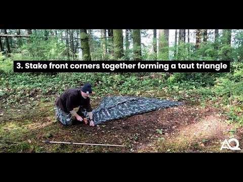 Rapid Fire Tarp Set-Up! 3-SIDED PYRAMID: Fully Enclosed Shelter Without the Use of Cord or Trees!