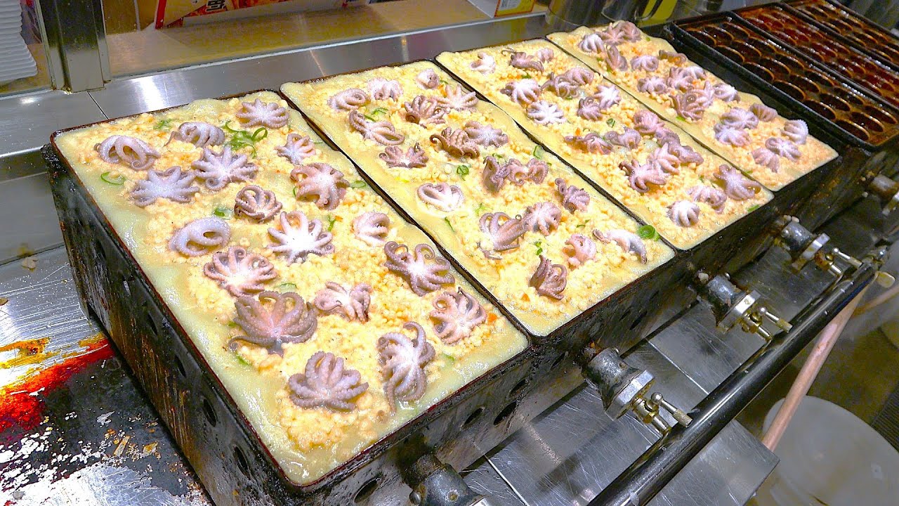 大阪のたこ焼き　(踊りだこ)　Japanese Street Food in Shinsaibashi　Osaka Specialty Takoyaki　大阪心斋桥的美味章鱼烧