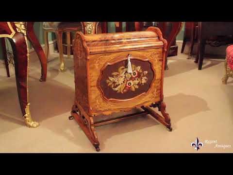 Antique Victorian Burr Walnut Music Canterbury Magazine Rack