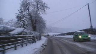 preview picture of video 'Driving In Snow Along Chance's Pitch (A449), Colwall, Malvern, Worcestershire, UK 18th February 2010'