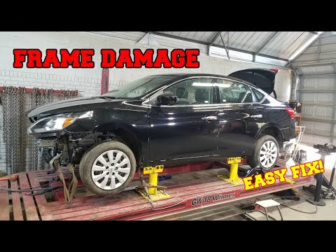 Rebuilding A Wrecked 2017 Nissan Sentra with frame damage {part 1]