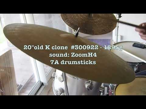 20"old K clone crash ride  #300922 - 1895g - reworked after video