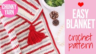 Easy Beginner Chunky Crochet Blanket Pattern! Ideal First Blanket Project!