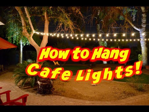 How to hang outdoor cafe lights or string lights on a wire