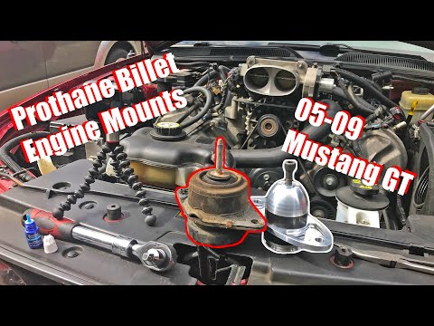 How to Install Engine Mounts in a Mustang! (05-09 GT Prothane Billet Solid Motor Mounts!)
