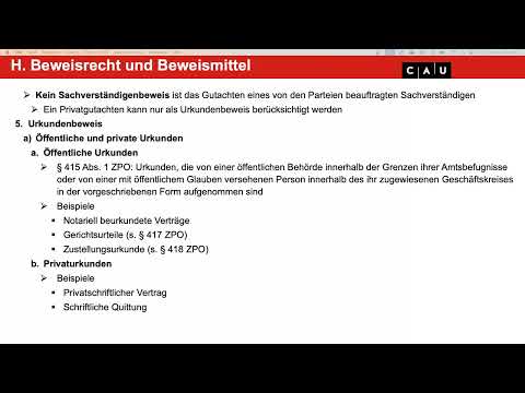 Zivilprozessrecht – Folge 10 (Beweismittel; Beweiswürdigung; Fristen und Präklusion)