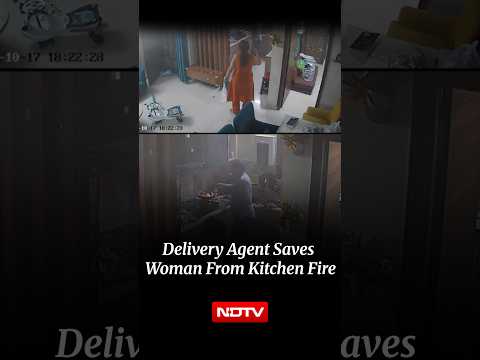 CCTV Captures Delivery Agent Saving Woman From Kitchen Fire In Mohali