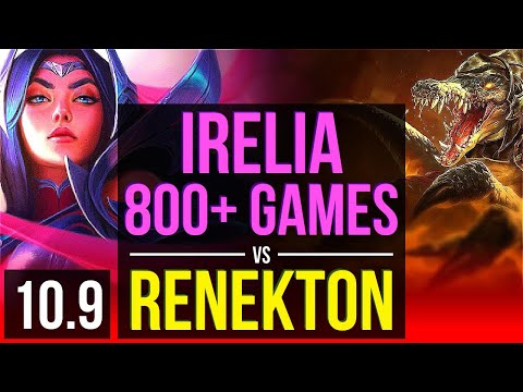 IRELIA vs RENEKTON (TOP) | 4 early solo kills, 800+ games, KDA 7/2/7, Dominating | KR Master | v10.9