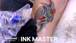 &#39;Biomechanical Skull Face-Off&#39; Elimination Official Highlight | Ink Master: Grudge Match (Season 11)
