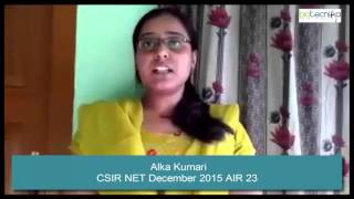 Alka Qualifies CSIR NET & Reviews BioTecNika Coaching