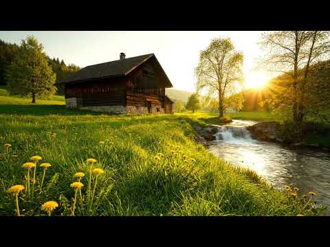 4K HDR Golden Fields - Skylark Birdsong & Cricket Sounds - Grainfields Dancing In The Wind - Relax
