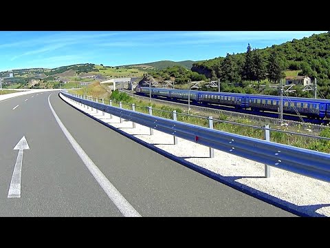 Train Chase for 13 km - New Central Greece Motorway E65 / E3 - [384]