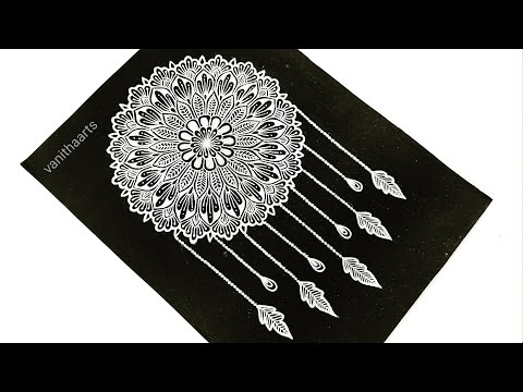 How to draw Dream Catcher mandala art Easy mandala drawing How to draw Mandala for Beginners