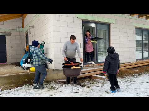 Winter Arrives in the Carpathian Mountains ❄️ Family Joy, Snowman & Warm Homemade Food 🥰🌲