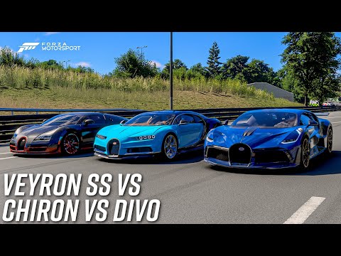 Bugatti Chiron vs Bugatti Divo vs Bugatti Veyron Super Sport | Forza Motorsport