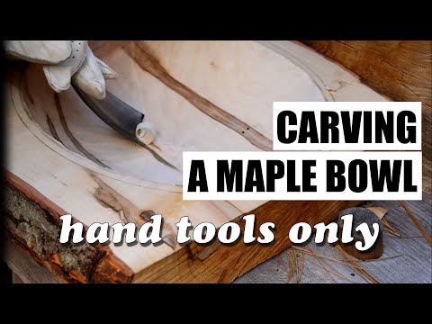 Carving an ambrosia maple bowl - hand tools only!