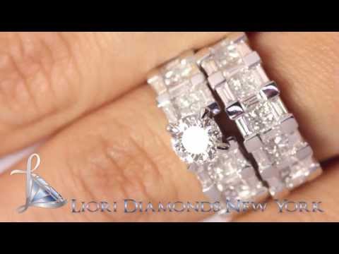 ER-1033 - 2.37 Carat E-VS1 Diamond Engagement Ring & Wedding Band Set 14k White Gold