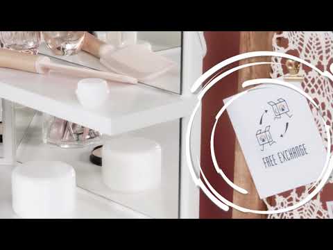 Eckschminktisch Arielle mit Hocker Eiche Sonoma Dekor - Weiß