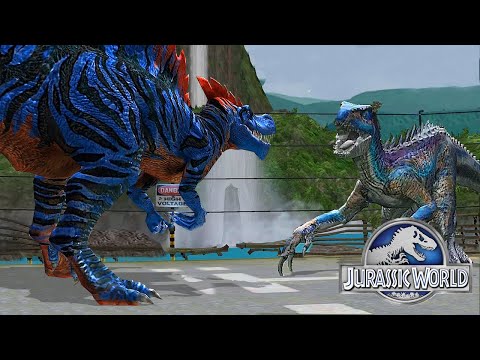 SPINOSAURUS VS INDORAPTOR GEN 2 - JURASSIC BATTLE || JURASSIC WORLD THE GAME