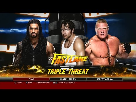 WWE 2K16 PS3 - Dean Ambrose VS Roman Reigns VS Brock Lesnar - Fastlane 2016