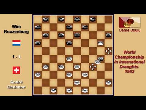 André Gédance (SUI) - Wim Roozenburg (NLD). Draughts World Championship. 1952.