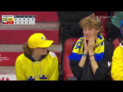 MS v ledním hokeji JUNIORŮ 2025 Ottawa - Česko - Švédsko - nájezdy a oslavy - záběry ze šatny
