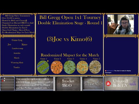Joe vs Kimo - Round of 8 - Recorded Games -  Bill Gregg Open Tournament - With BoIt