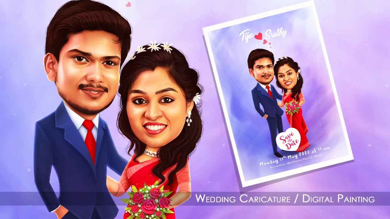 wedding caricature digital painting tutorial by praveen raj