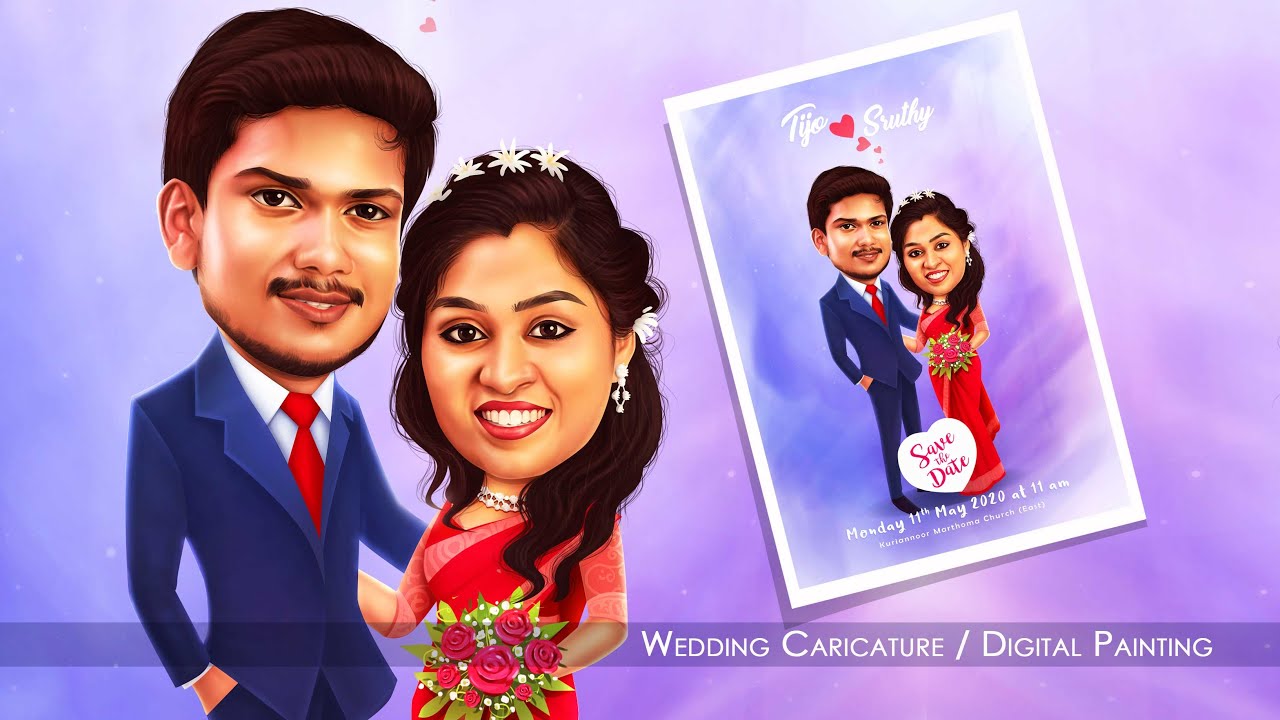 wedding caricature digital painting tutorial by praveen raj