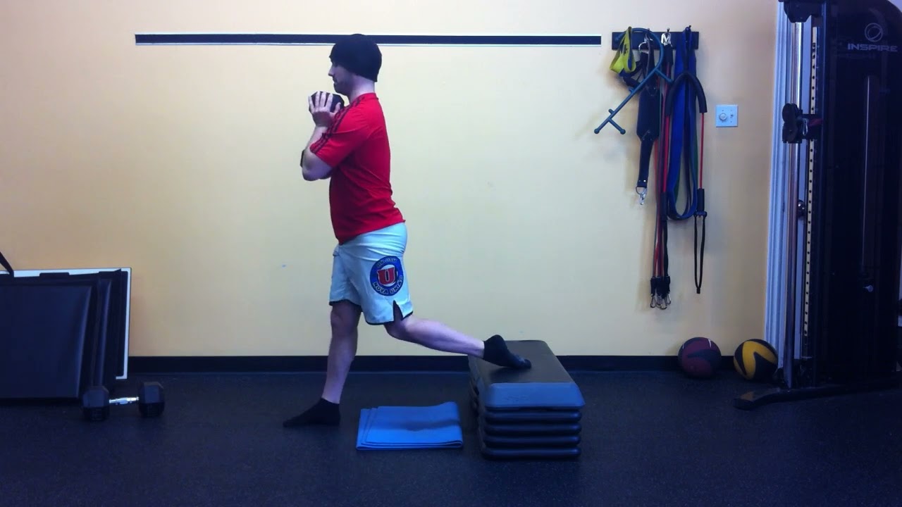 5. Rear Foot Elevated Goblet Split Squat (Side View)