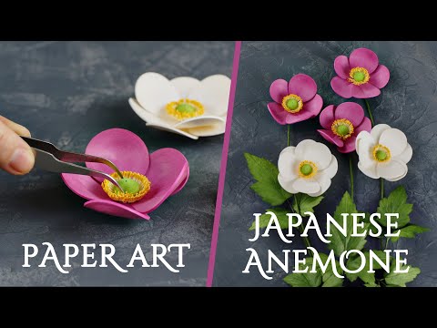 Japanese Anemone Paper Flowers - Botanical Art - 3D Paper Art