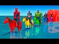 Red Horse Spiderman Crossing On Rainbow Spiders Bridge With Horse Vs Spider Shark Rescue Animal Game