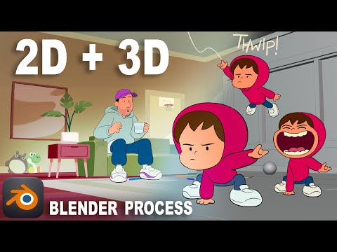 My 2D + 3D Blender Animation Workflow (Overview)