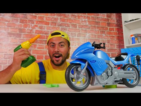 Araba oyunları. Oyuncak motosiklet bozuldu - Eyvah kırıldı. Tamir oyunu.