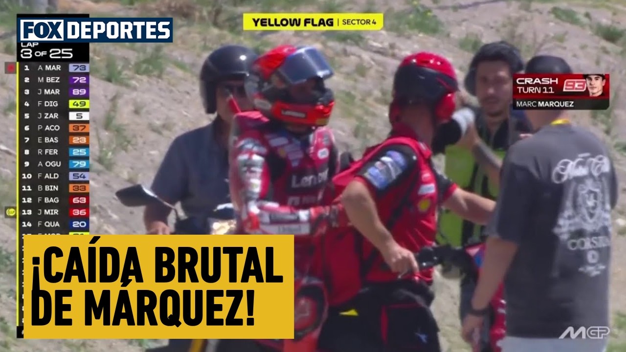 😱😳 ¡CAÍDA BRUTAL DE MÁRQUEZ! Bandera amarilla en plena pelea | Moto GP