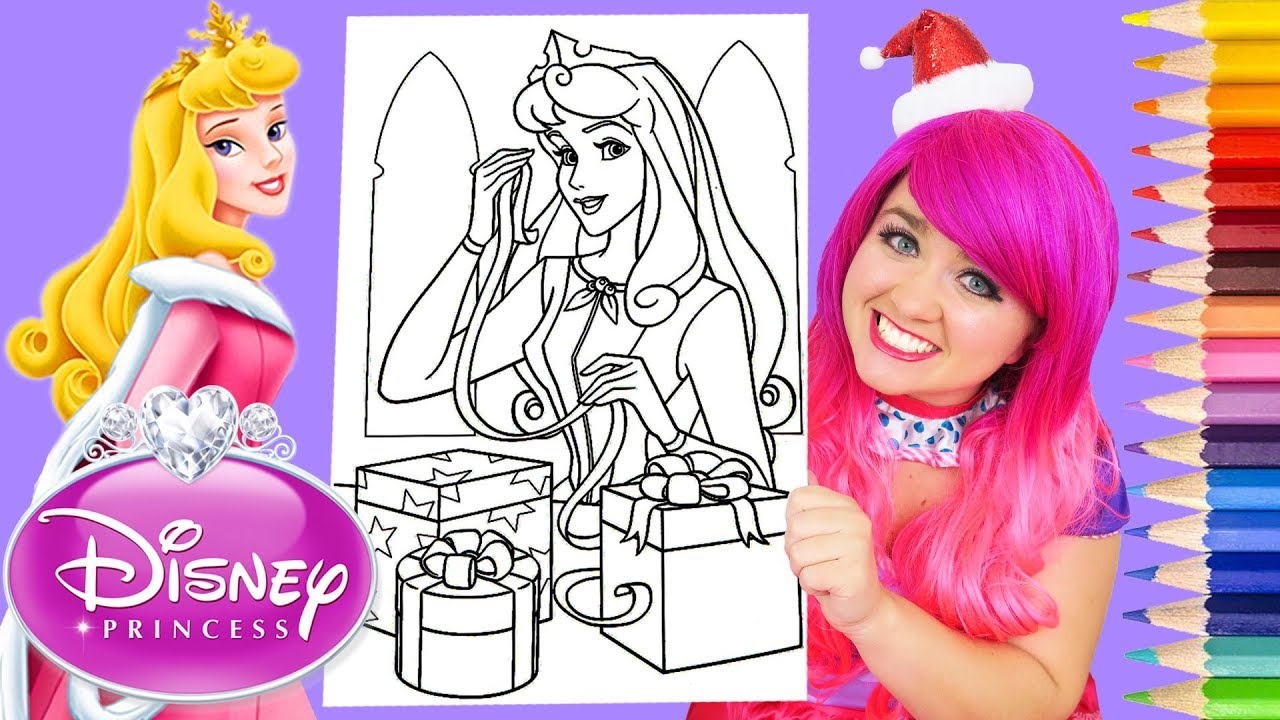 Coloring Aurora Sleeping Beauty Christmas Coloring Page Prismacolor Colored Pencil | KiMMi THE CLOWN