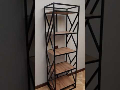 Стеллаж 0,8 berlin "Ларго"(Металл Черная шагрень/Дуб вотан)-MS/Брл