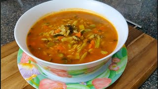 شوربة لسان العصفور حضروها بالخضار المفضلة لذيذة وصحية وسهلة التحضير-Vegetables Soup With Pasta