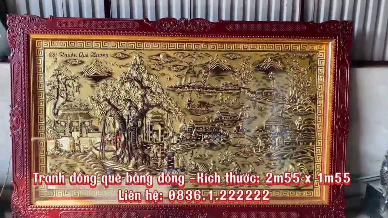 Tranh đồng quê bằng đồng 2m55 x 1m55 - Hình ảnh