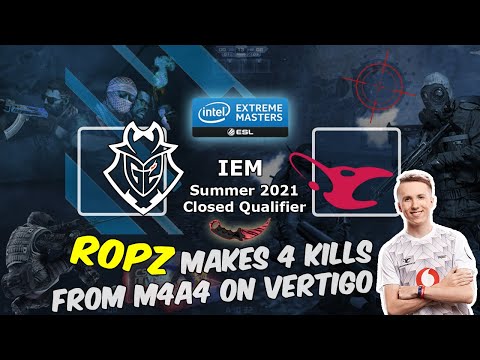 Ropz makes 4 kills from M4A4 on Vertigo, G2 vs mousesports, IEM Summer 2021 Closed Qualifier