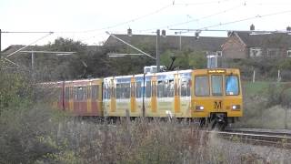 preview picture of video 'Tyne and Wear Metro-Metrocars 4038 and 4021 passing Boldon East Junction'