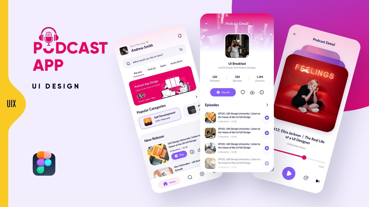 Podcast App UI Design | Figma UI Design Tutorial