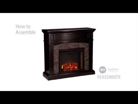 FE9359: Grantham Faux Stone Corner Electric Media Fireplace - Ebony Assembly Video Video