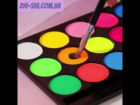 Професійний флуоресцентний аквагрим Poetry Shadow - 15 кольорів - 2 пензлики - FC1505 - фото 1 - id-p2186684699