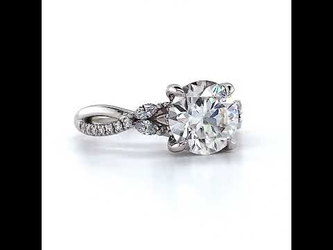 Split Shank Marquise and Round Brilliant Moissanite Split Shank Marquise and Round Brilliant Moissanite
