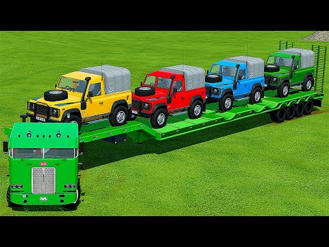 LOADING & TRANSPORTING COLORED LAND ROVER DEFENDER - Farming Simulator 22