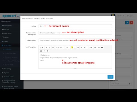 Reward Points Send To Bulk Customers - OpencartTools