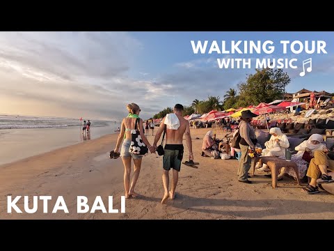 1 Hour Walking Tour KUTA Bali ( With Music 🎵 ) | Walking Tour Kuta Bali With Jazz Bossa Nova 2024